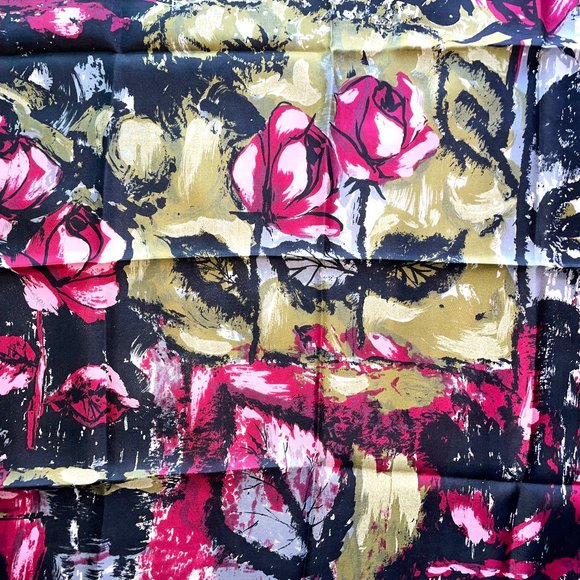 Floral vintage silk 100% scarf - Picture 2 of 3